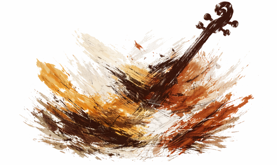 Logo von kunst:intuition Abstrakte Darstellung eines Geigenkörpers mit dynamischen Farbstrichen.